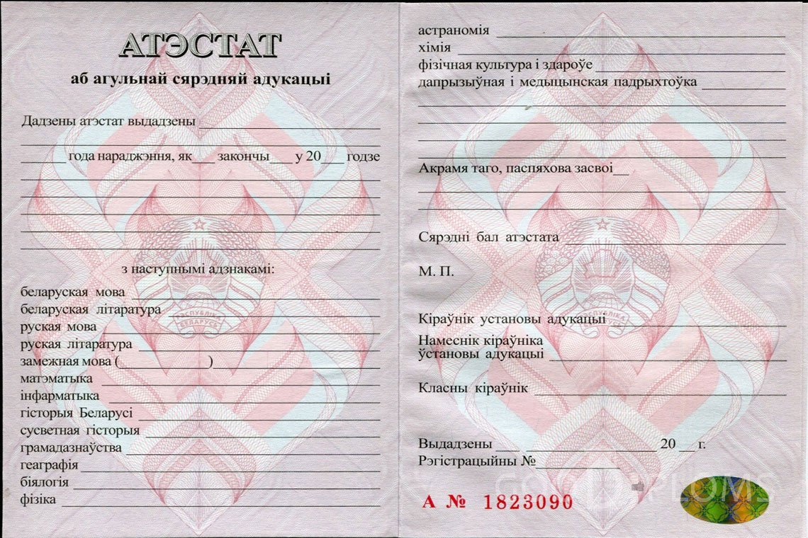 Белорусский аттестат за 11 класс - Винницу